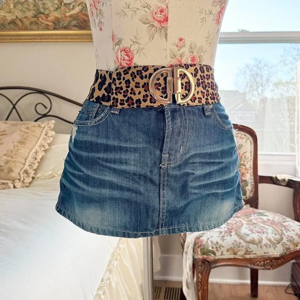 leopard statement belt  y2k leopard‎ print stretch belt